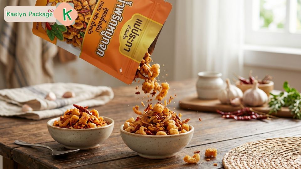 ซองฟอยล์อลูมิเนียมแท้สำหรับใส่น้ำพริกหมูกระจกป้องกันความชื้นและกลิ่นเหม็นหืน